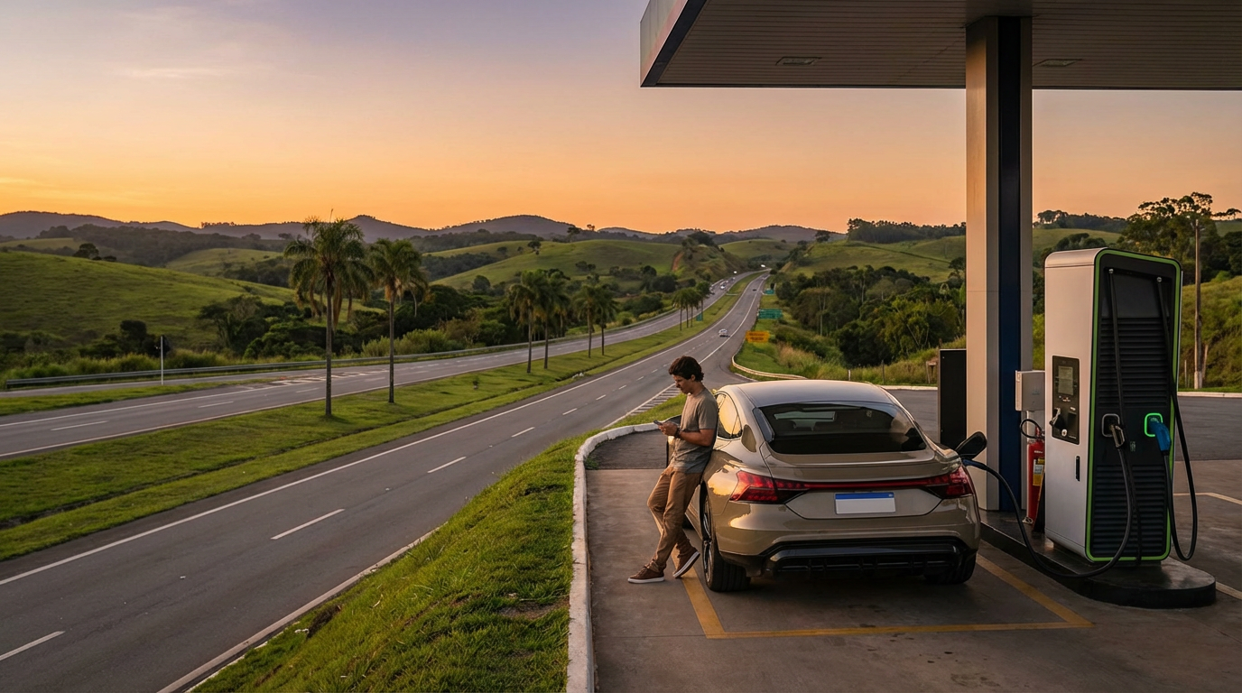 Carregamento Rápido em Rodovias: A Realidade do Tempo Parado com Carro Elétrico no Brasil